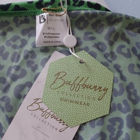 Buffbunny Sail Away Sarong Green Leopard Green Black M/L NWT - Picture 13 of 14